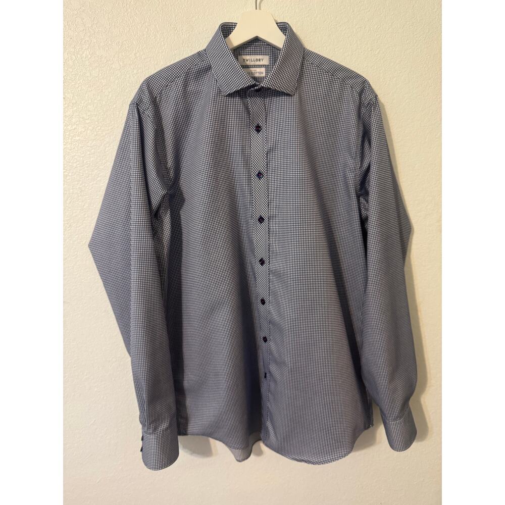 Twillory Men's Button-down Shirt Noniron Safe Cotton 16.5 Checked‎ Pattern